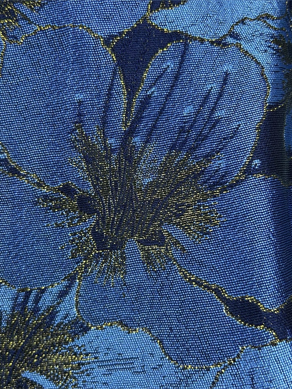 Pomander Place Tuckernuck Samantha Dress M Blue Gold Floral Jacquard Textured - Picture 14 of 16